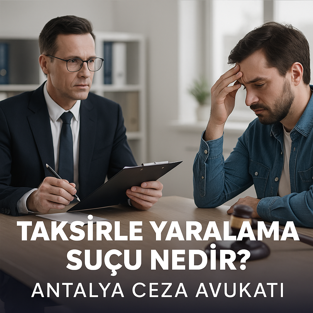 Antalya’da taksirle yaralama suçuyla ilgili avukatıyla görüşen bir kişinin görseli